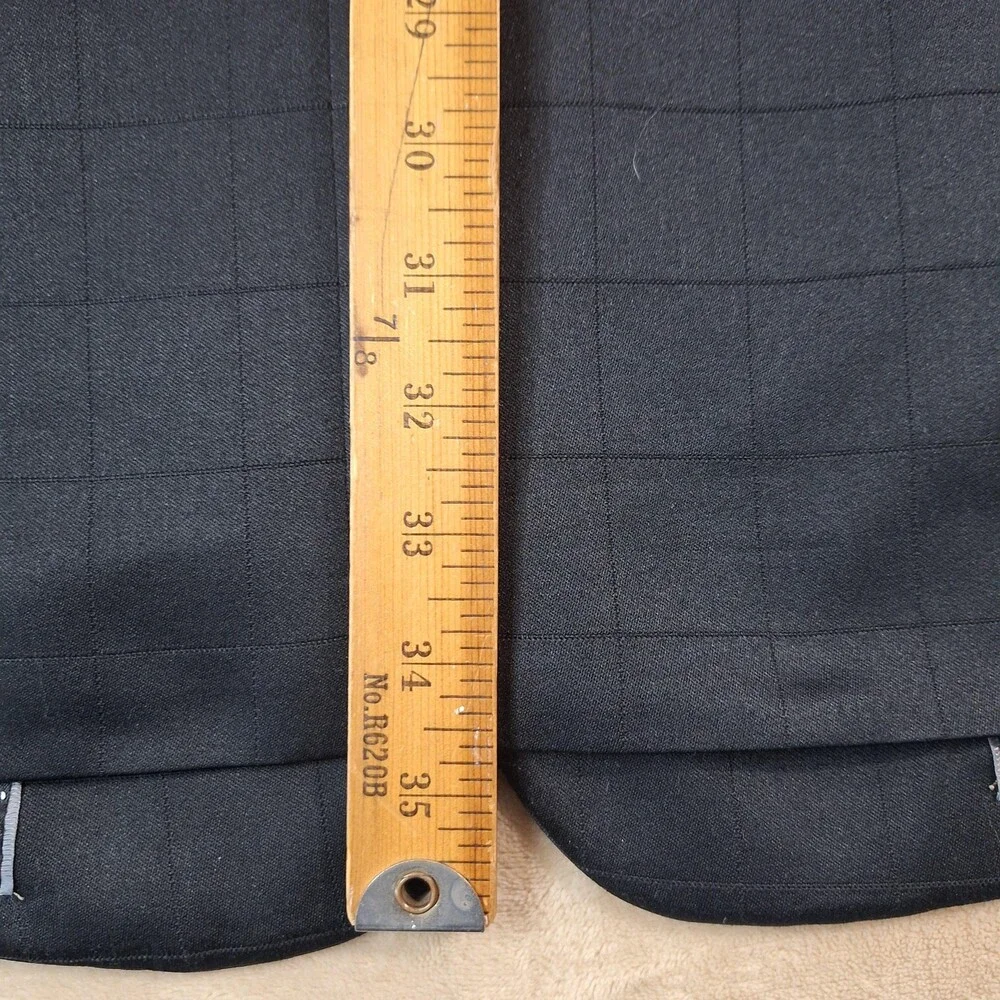 Zandello Suit Mens 54R 46x26 Black Poly Check Ventless 4 Button 2 Piece Formal